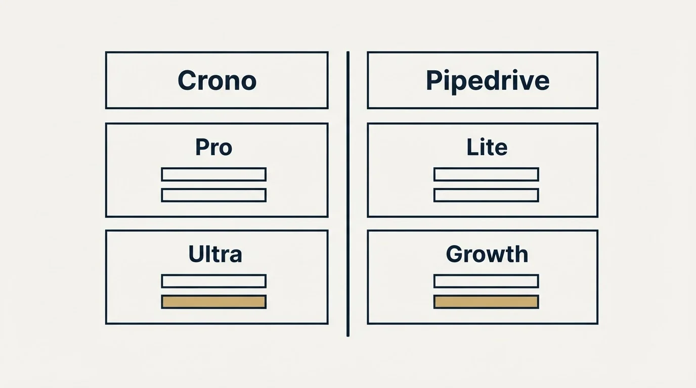 Pricing table: Pricing Comparison (Crono, Pipedrive, Pro, Lite)