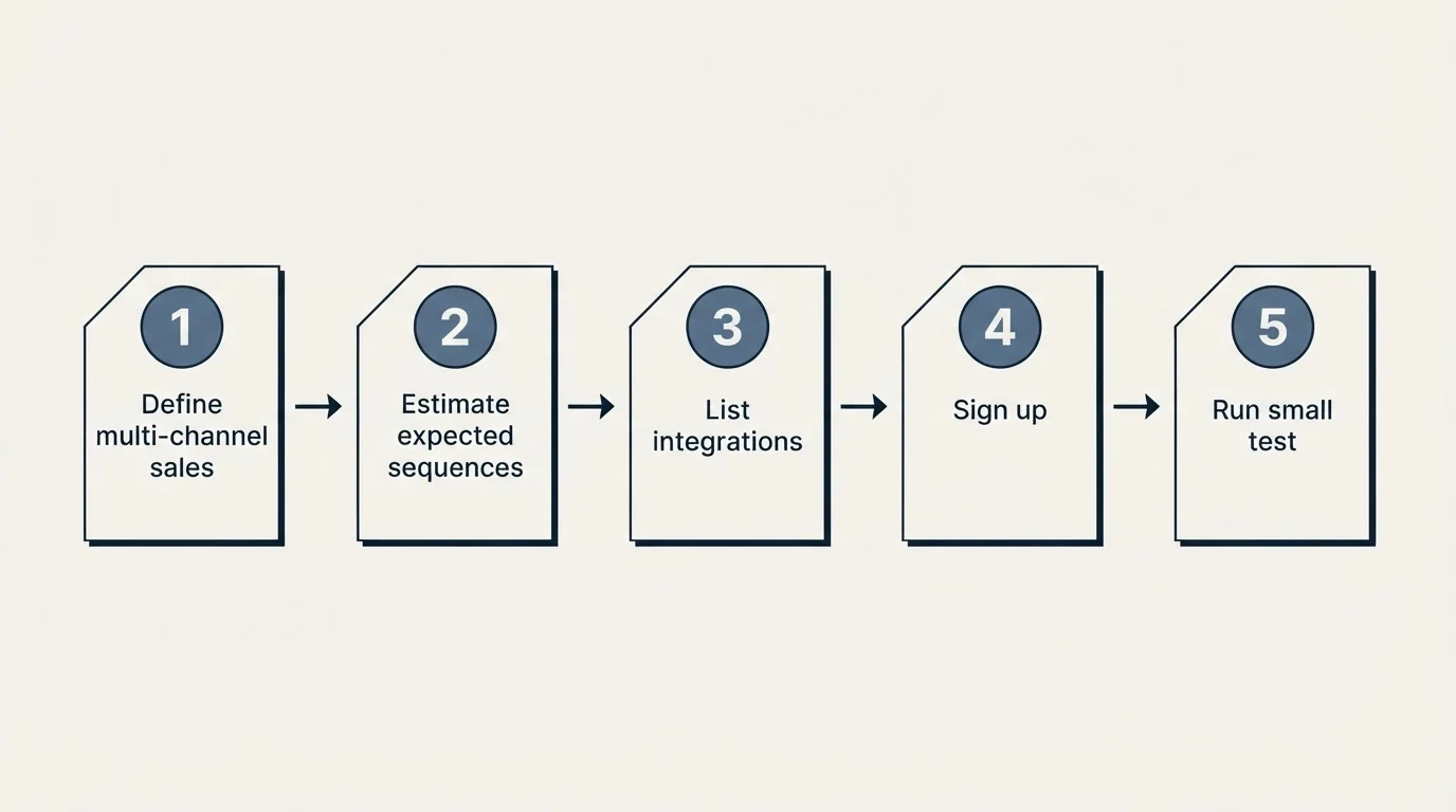 Step sequence: Getting Started Checklist (Define multi-channel sales, Estimate expected sequences, List integrations, Sign up)