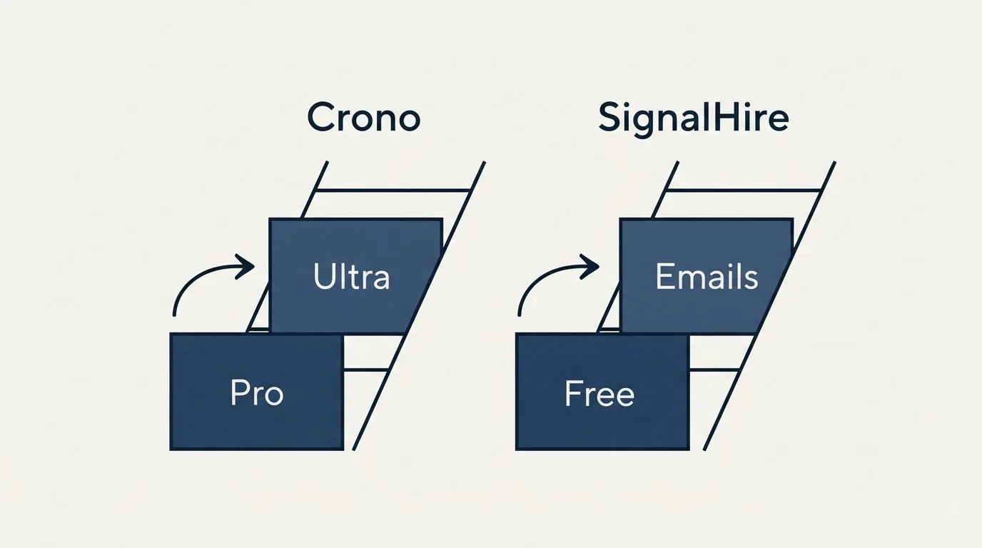Pricing ladder: Pricing Comparison (Crono, SignalHire, Pro, Free)