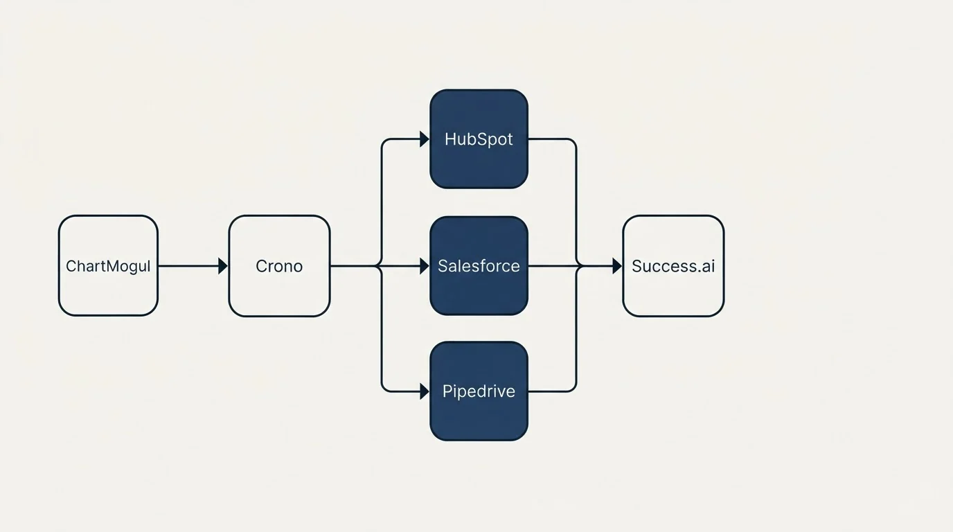 Integration flow: Integration Ecosystem (Crono, Success.ai, HubSpot, Salesforce)