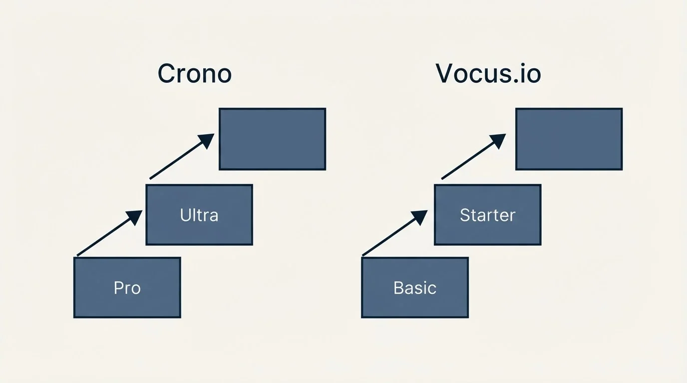 Pricing ladder: Pricing Comparison (Crono, Vocus.io, Pro, Basic)