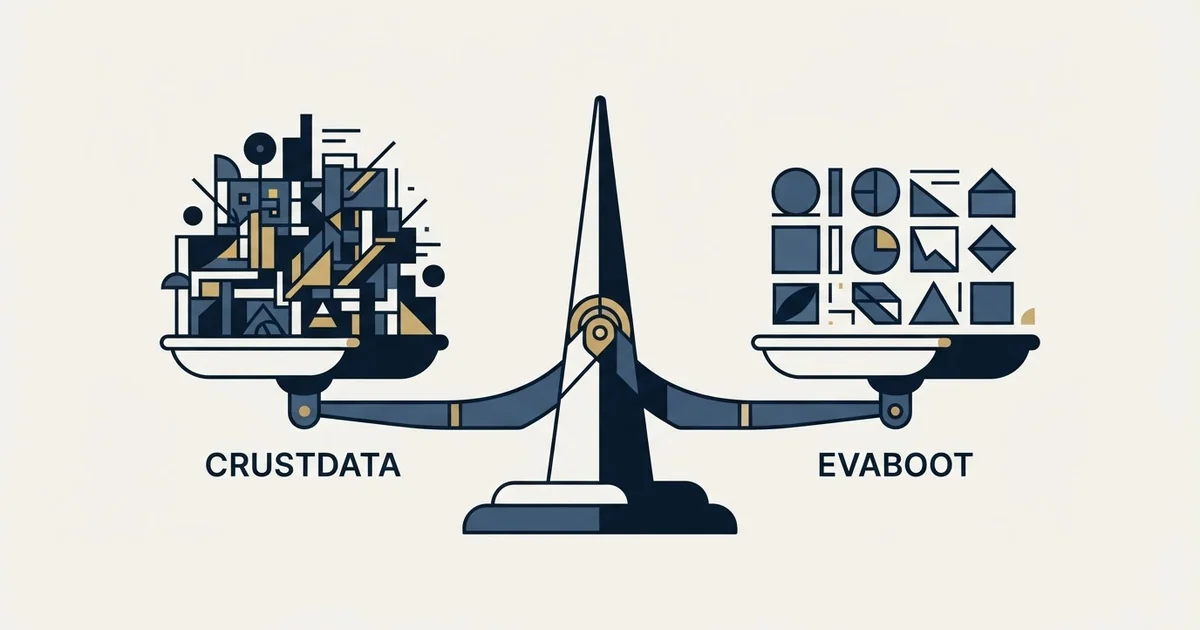 Editorial illustration for Crustdata vs Evaboot