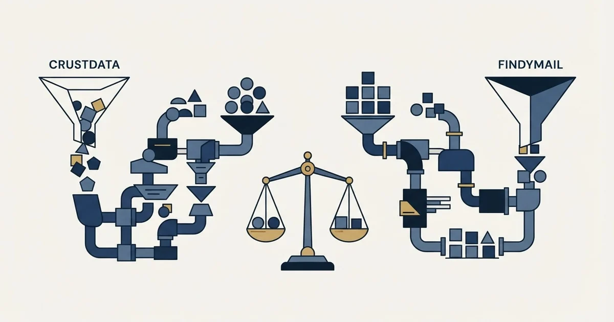 Editorial illustration for Crustdata vs Findymail