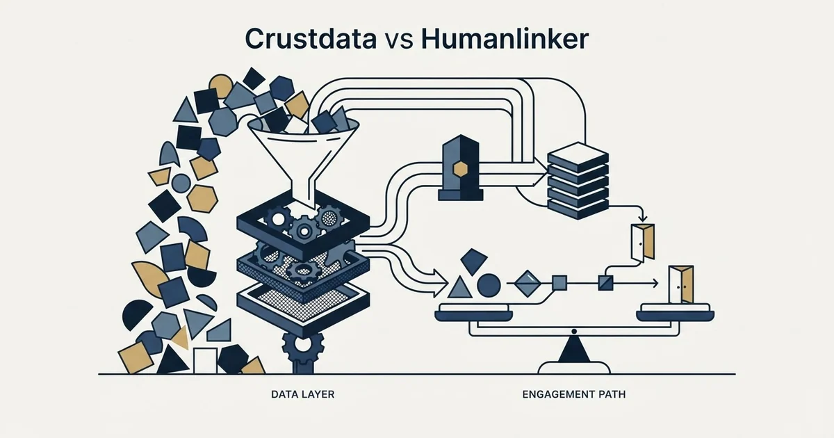 Editorial illustration for Crustdata vs Humanlinker