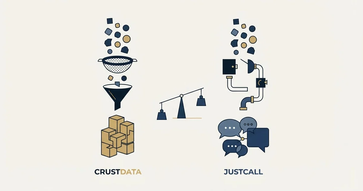 Editorial illustration for Crustdata vs JustCall