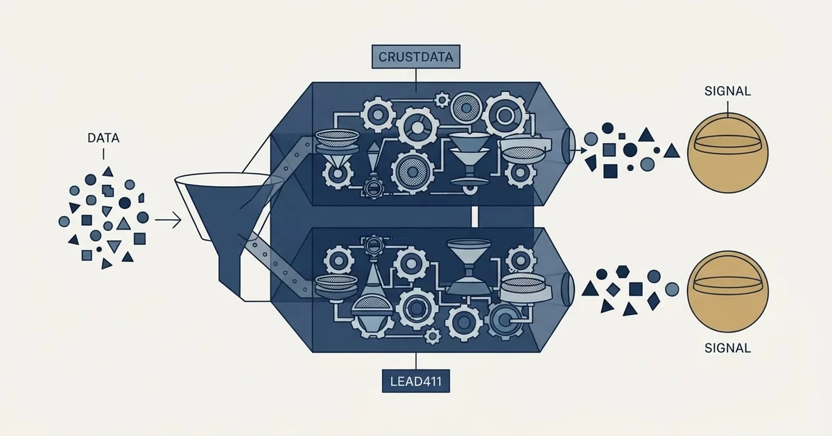 Editorial illustration for Crustdata vs Lead411
