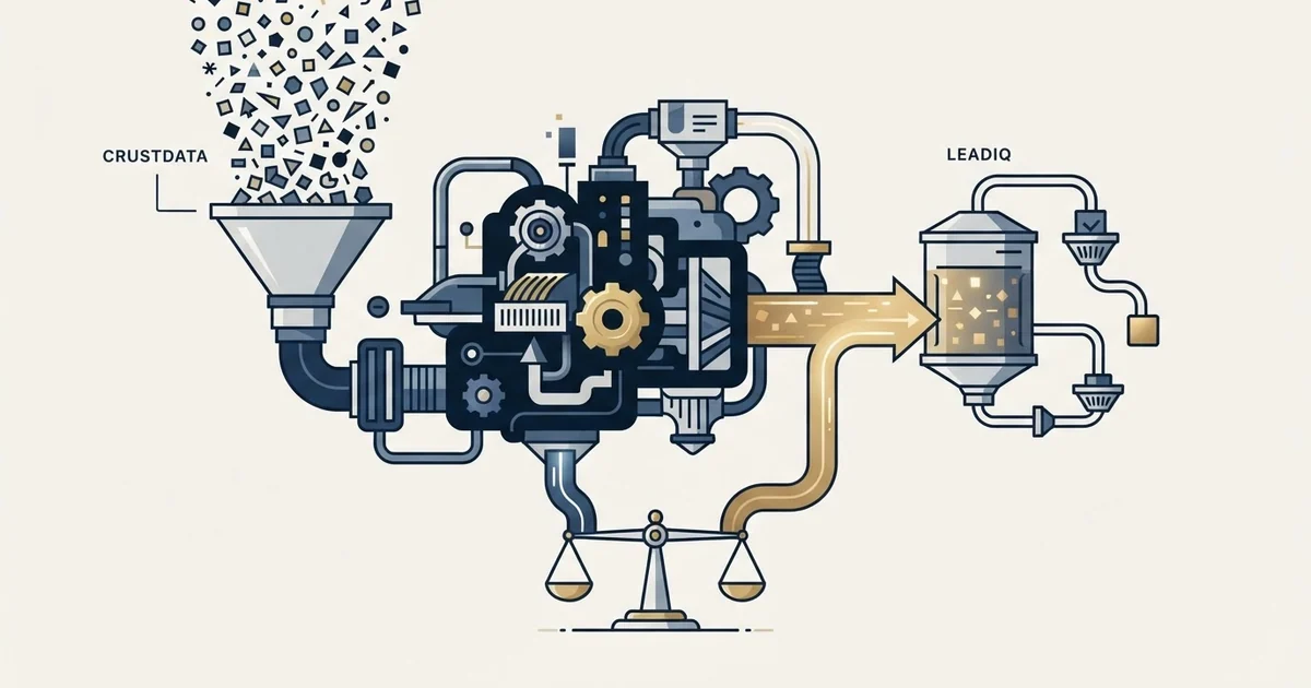 Editorial illustration for Crustdata vs LeadIQ