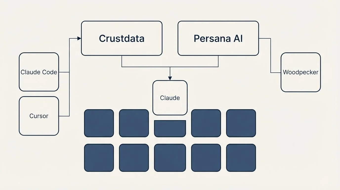 Integration grid: Integration Ecosystem (Crustdata, Persana AI, Claude, Claude Code)