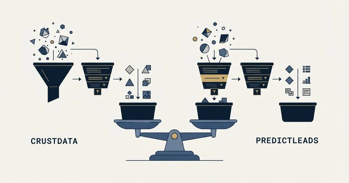 Editorial illustration for Crustdata vs PredictLeads