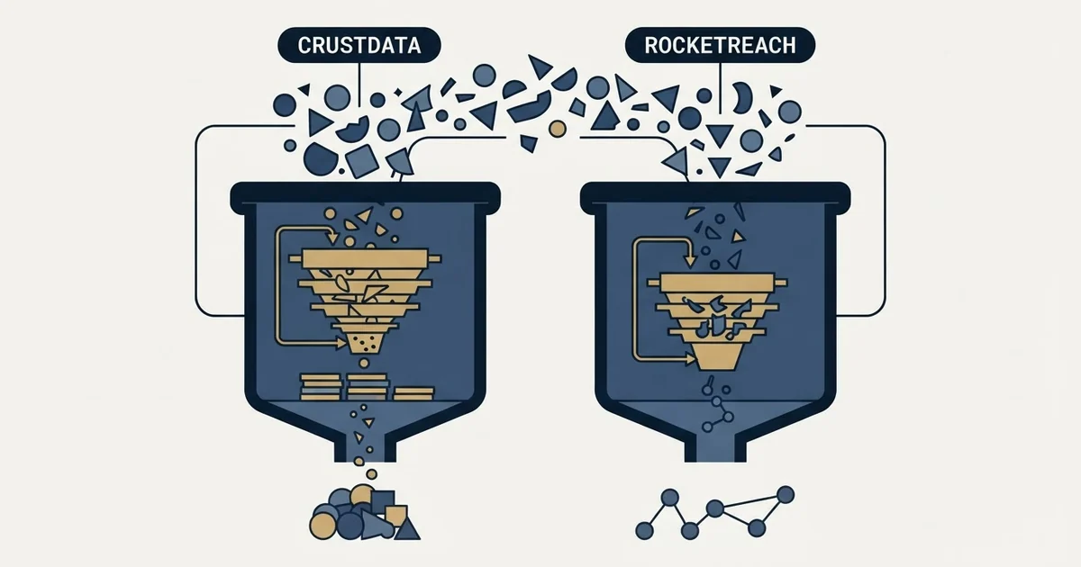 Editorial illustration for Crustdata vs RocketReach