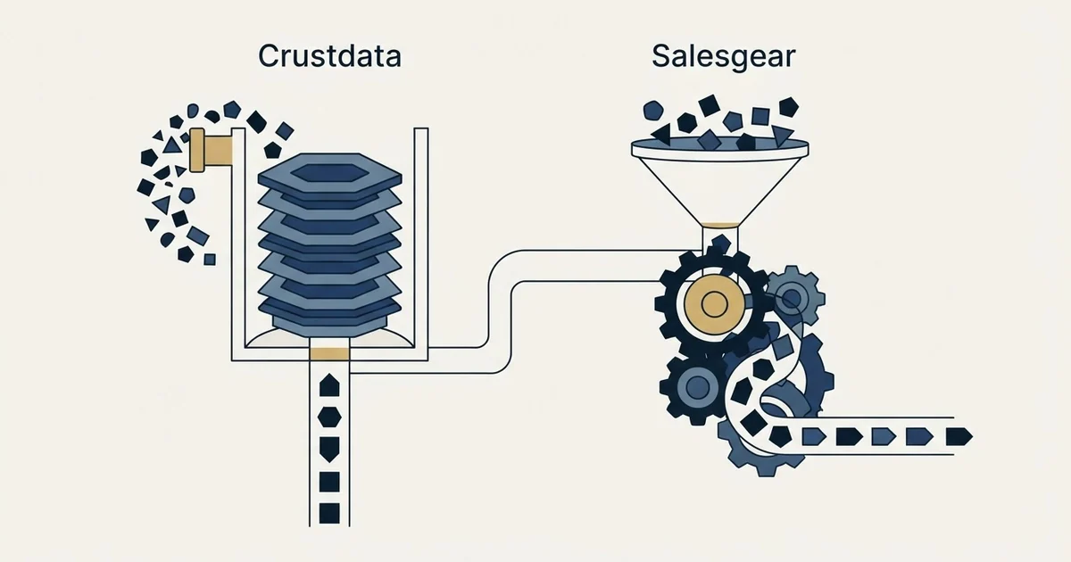 Editorial illustration for Crustdata vs Salesgear