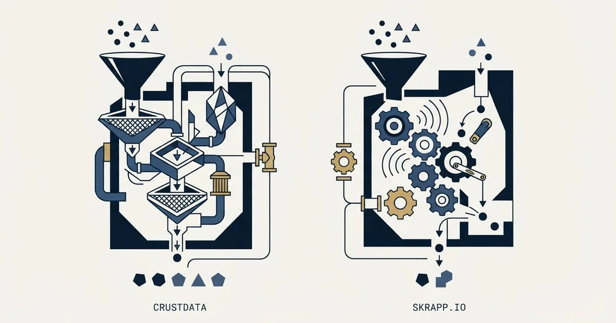 Editorial illustration for Crustdata vs Skrapp.io