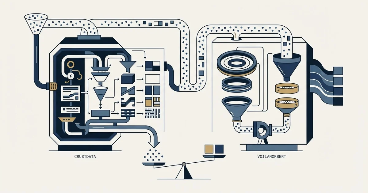Editorial illustration for Crustdata vs VoilaNorbert