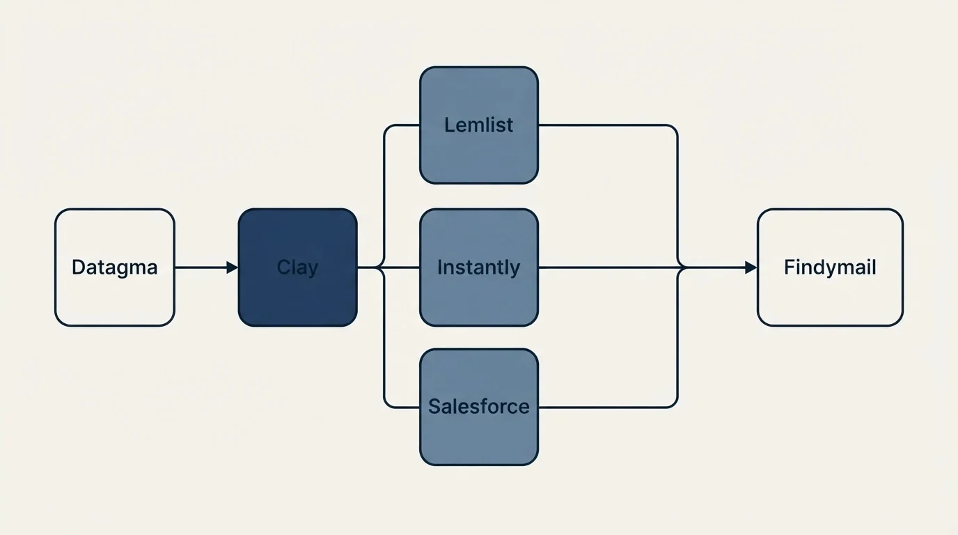 Integration flow: Integration Ecosystem (Datagma, Findymail, Lemlist, Instantly)