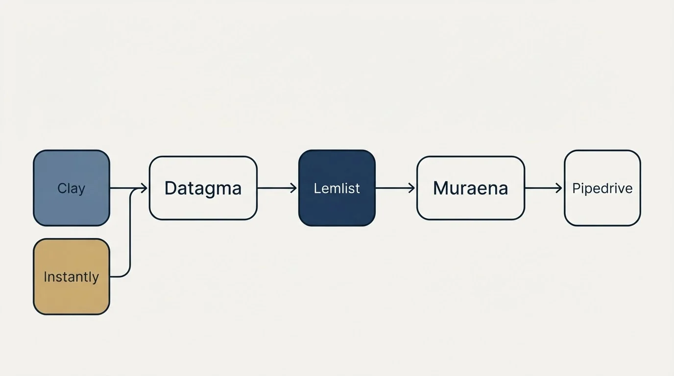 Integration schematic: Integration Ecosystem (Datagma, Muraena, Lemlist, Clay)