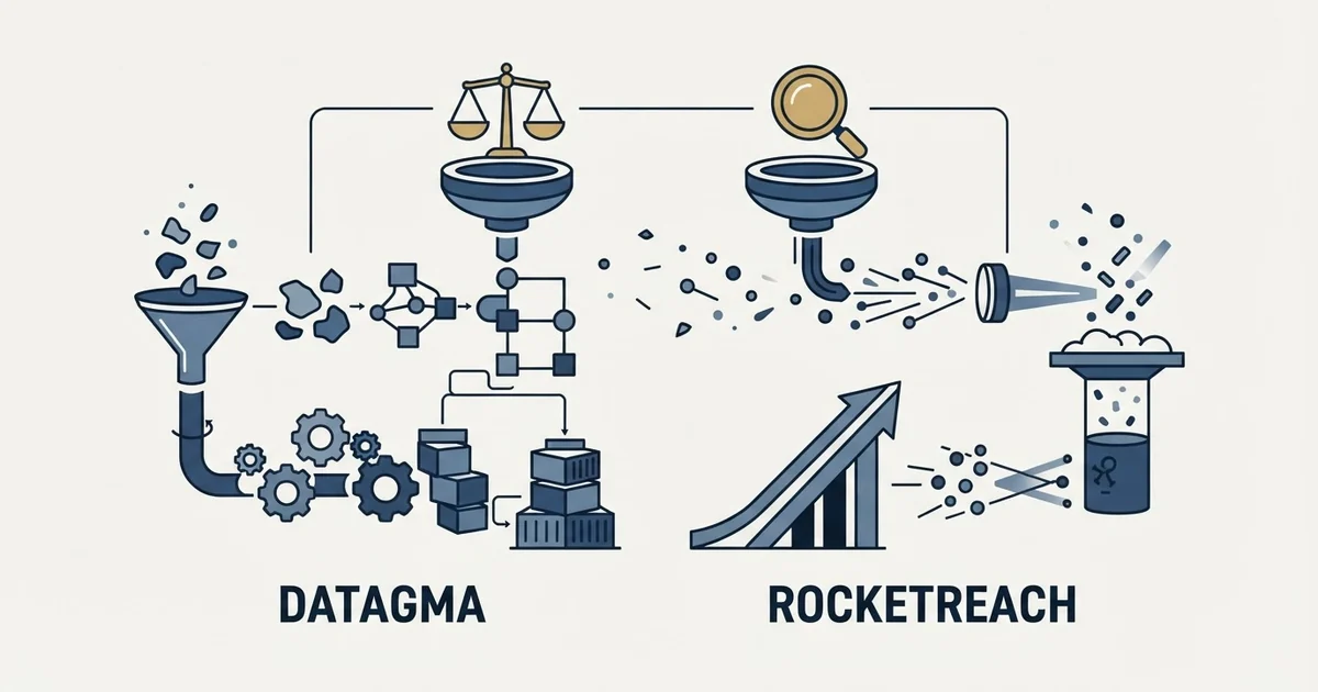 Editorial illustration for Datagma vs RocketReach