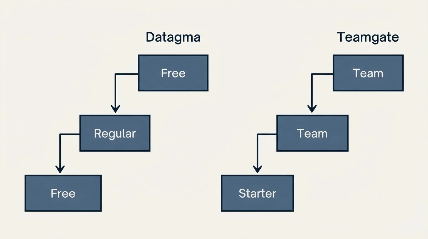 Pricing ladder: Pricing Comparison (Datagma, Teamgate, Free, Starter)