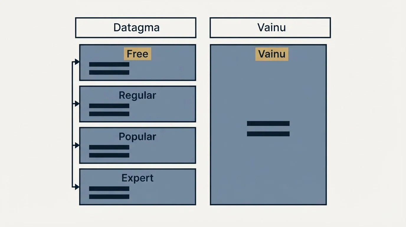 Pricing table: Pricing Comparison (Datagma, Vainu, Free, Regular)