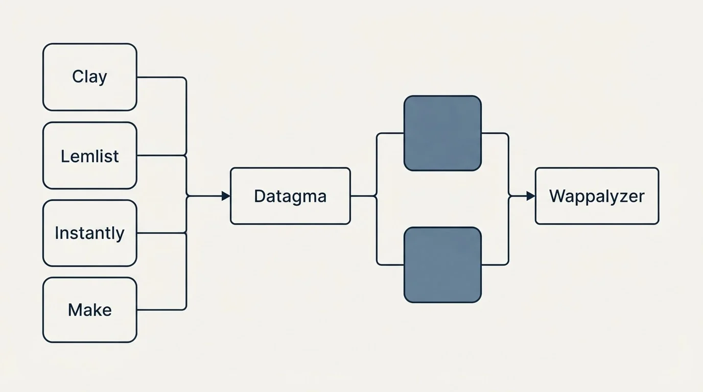 Integration flow: Integration Ecosystem (Datagma, Wappalyzer, Clay, Lemlist)