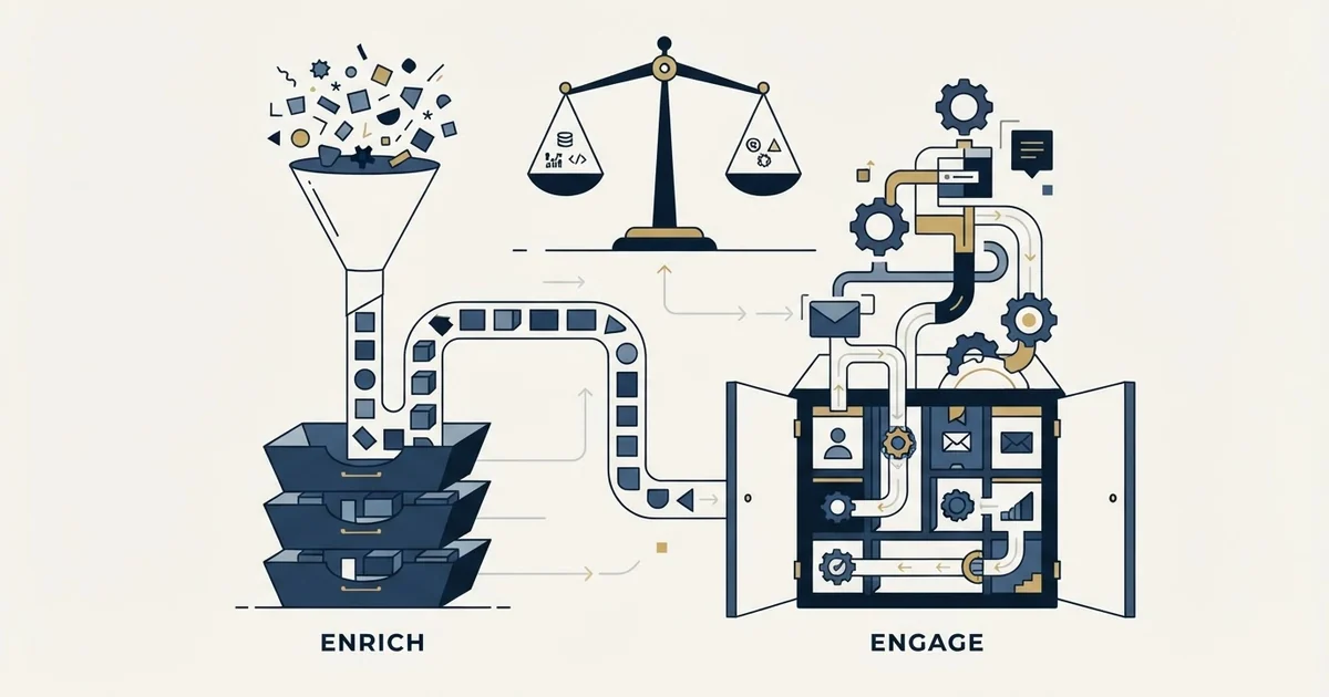 Editorial illustration for Datanyze vs EngageBay