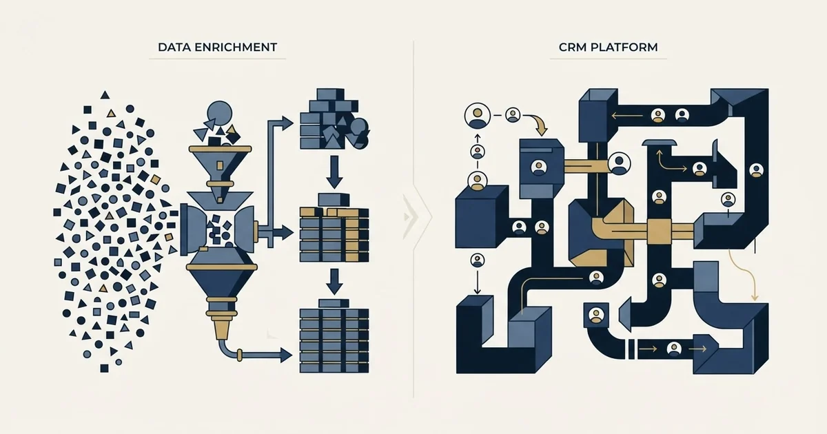 Editorial illustration for Datanyze vs Less Annoying CRM