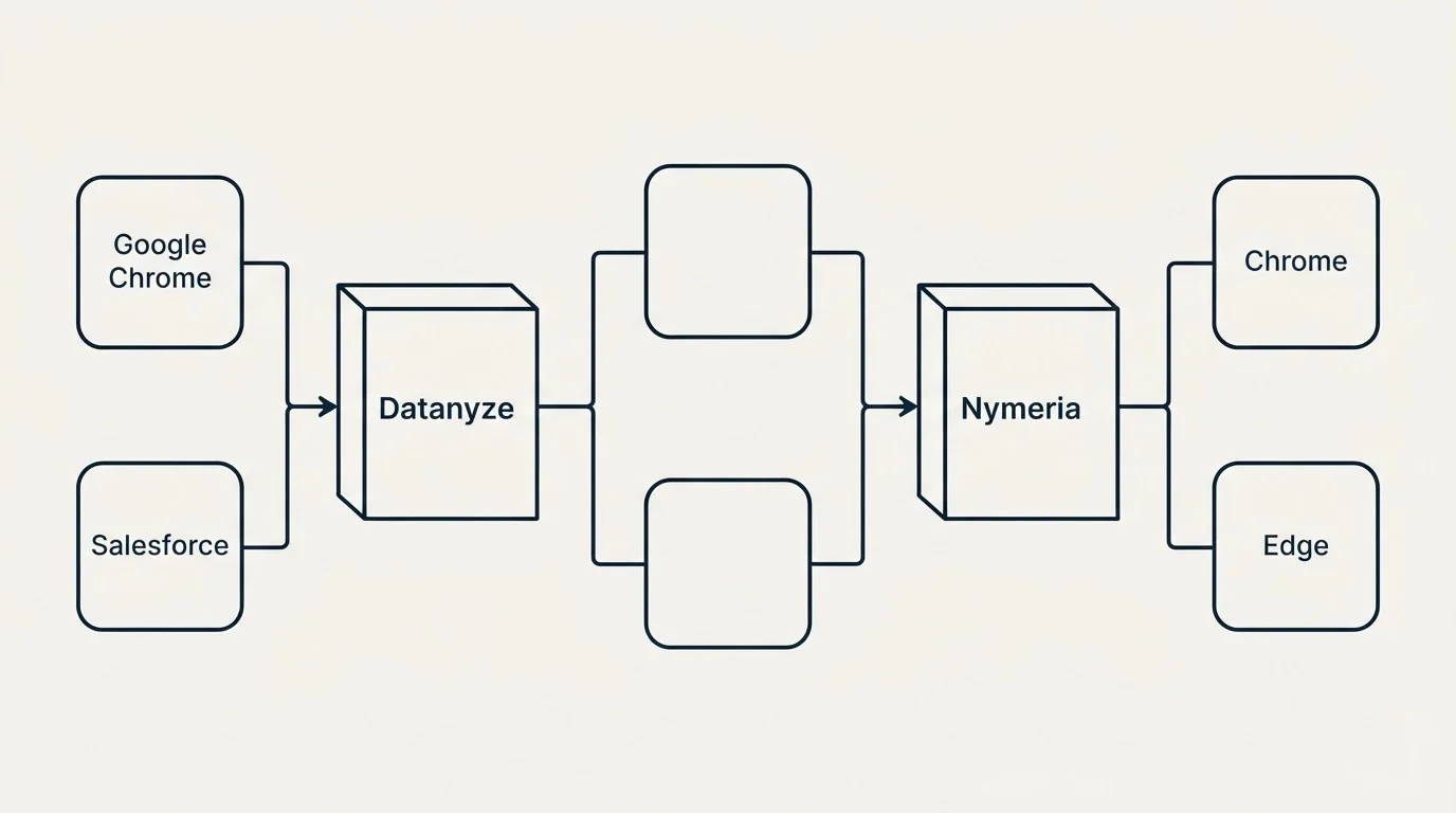 Integration flow: Integration Ecosystem (Datanyze, Nymeria, Google Chrome, Chrome)