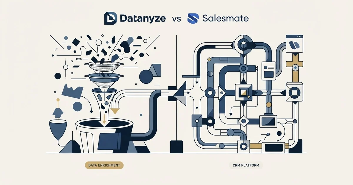 Editorial illustration for Datanyze vs Salesmate