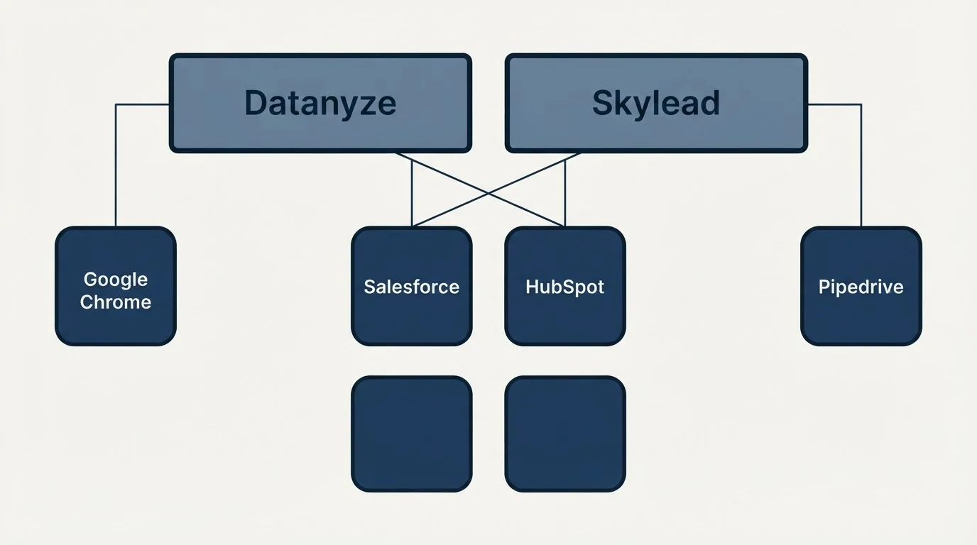 Integration grid: Integration Ecosystem (Datanyze, Skylead, Salesforce, HubSpot)