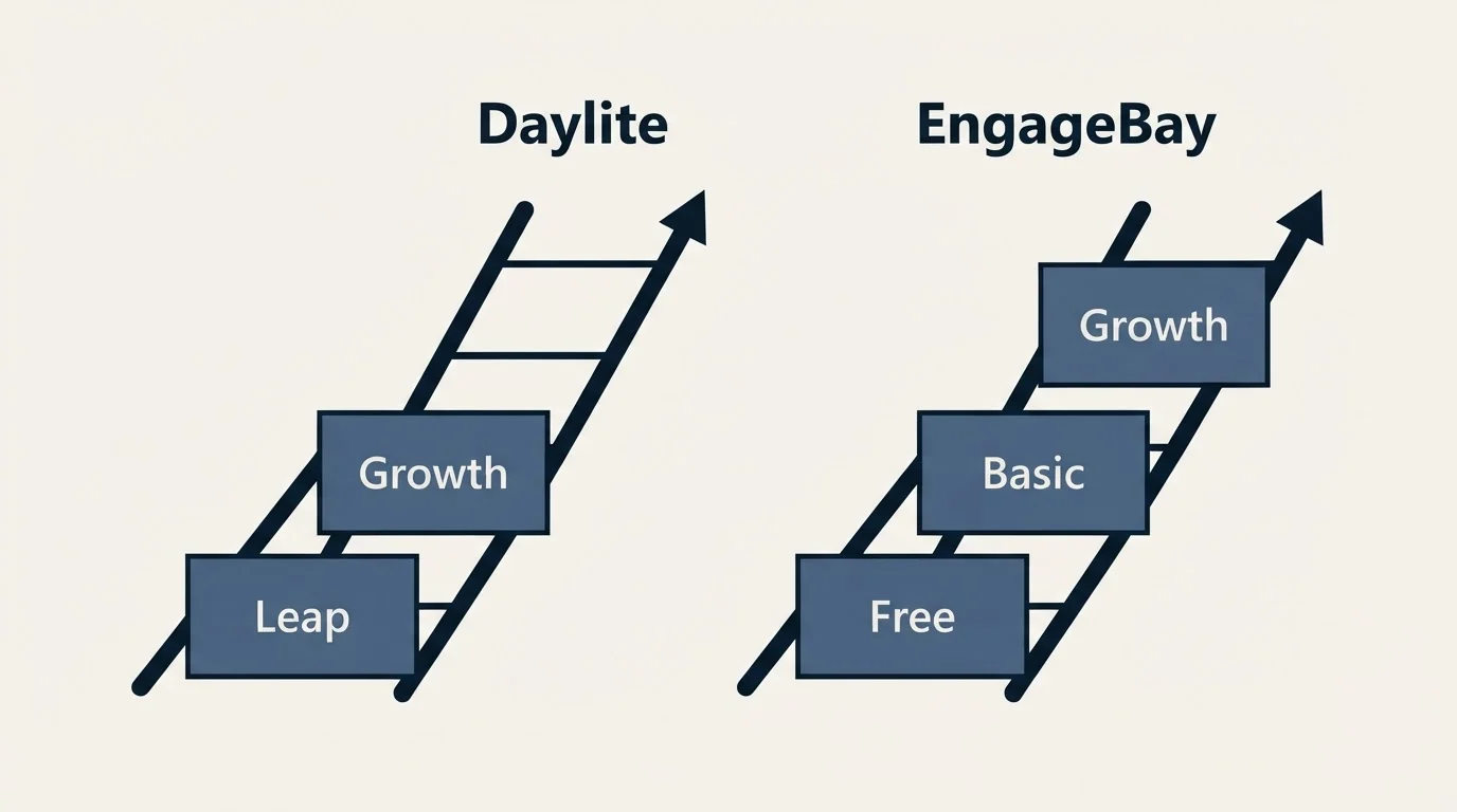 Pricing ladder: Pricing Comparison (Daylite, EngageBay, Leap, Free)