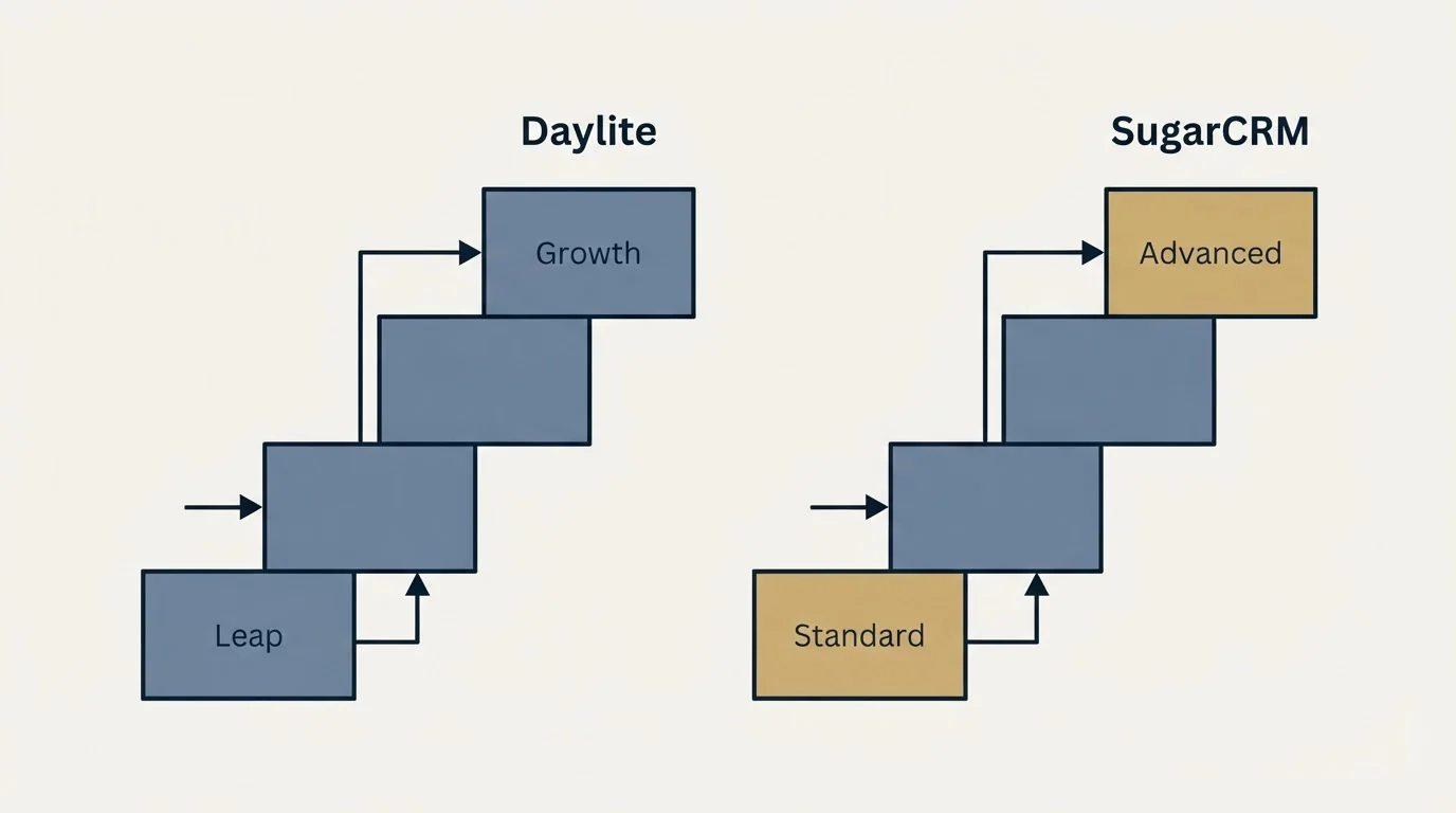Pricing ladder: Pricing Comparison (Daylite, SugarCRM, Leap, Standard)