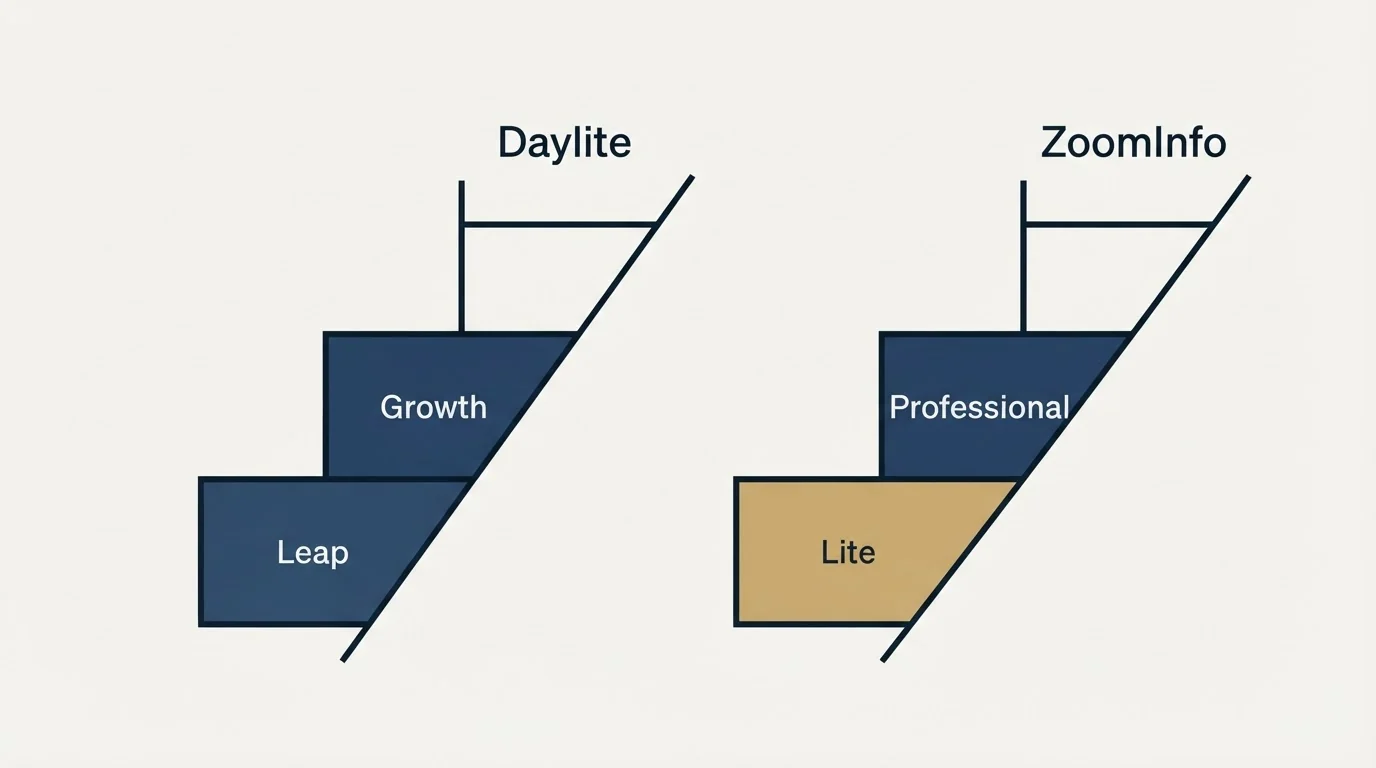 Pricing ladder: Pricing Comparison (Daylite, ZoomInfo, Leap, Lite)