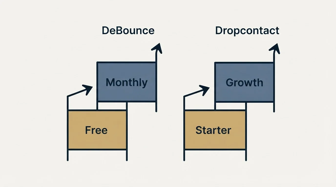 Pricing ladder: Pricing Comparison (DeBounce, Dropcontact, Free, Starter)