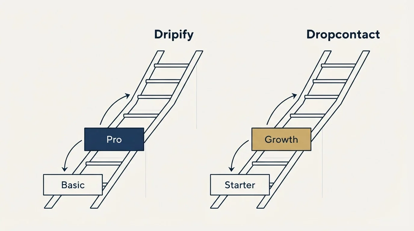 Pricing ladder: Pricing Comparison (Dripify, Dropcontact, Basic, Starter)