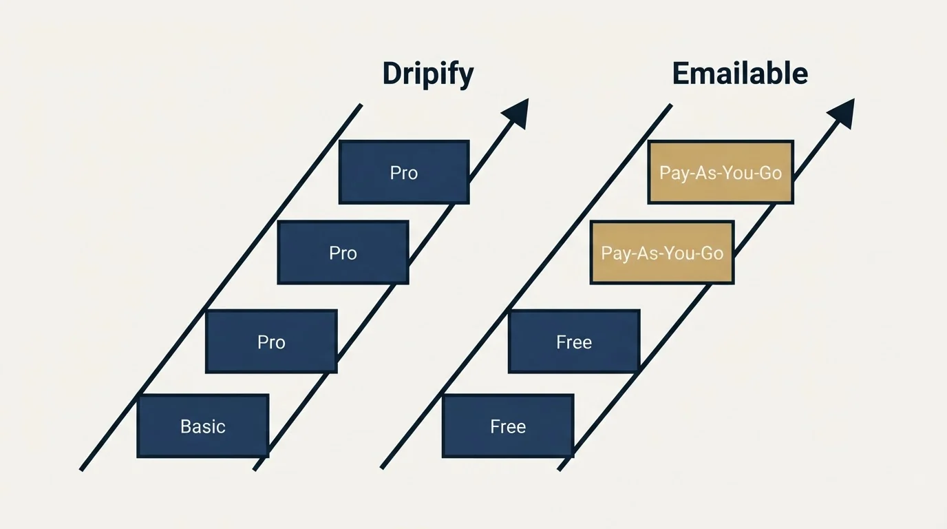 Pricing ladder: Pricing Comparison (Dripify, Emailable, Basic, Free)