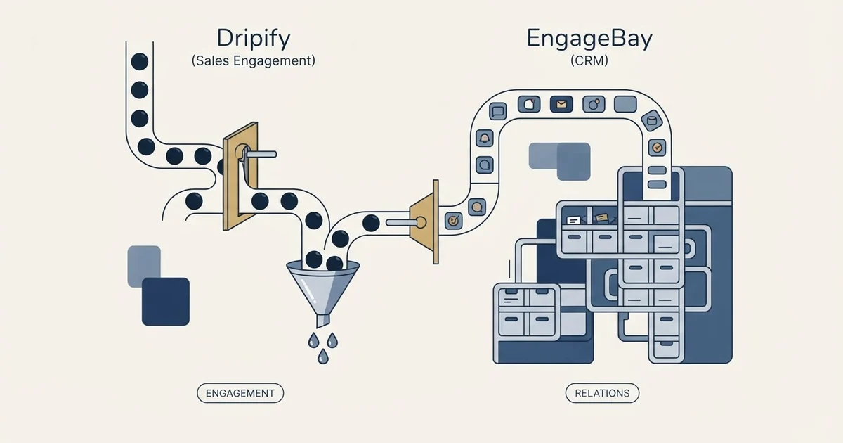 Editorial illustration for Dripify vs EngageBay