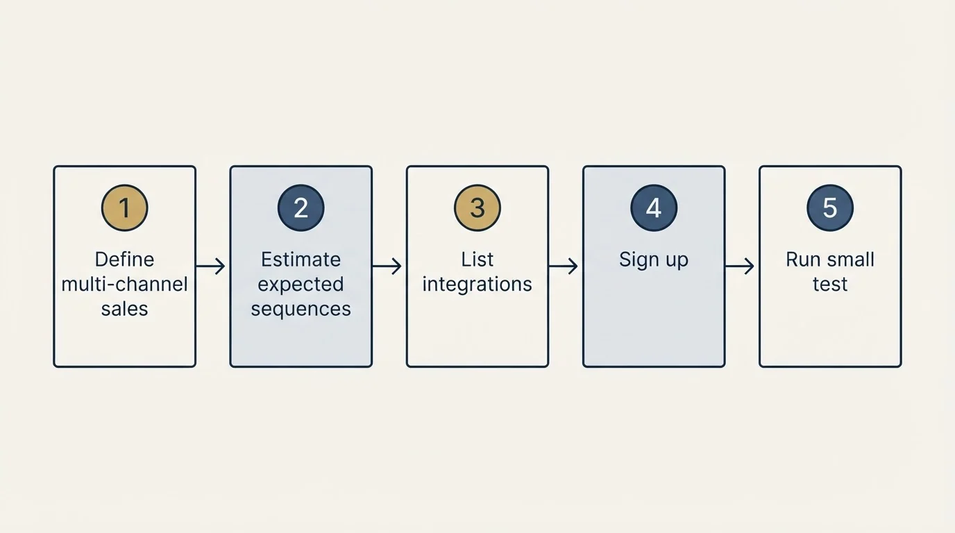 Step sequence: Getting Started Checklist (Define multi-channel sales, Estimate expected sequences, List integrations, Sign up)