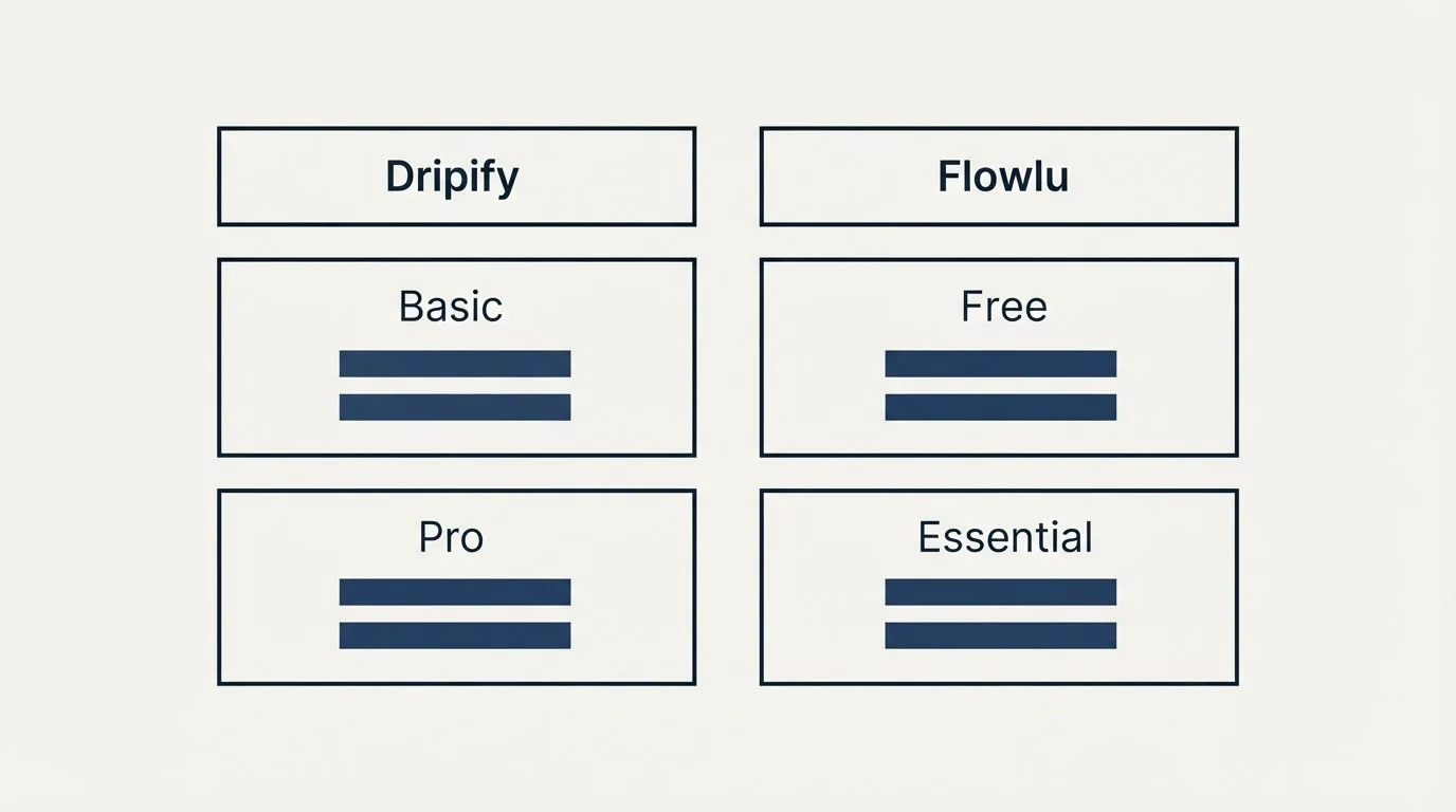 Pricing table: Pricing Comparison (Dripify, Flowlu, Basic, Free)
