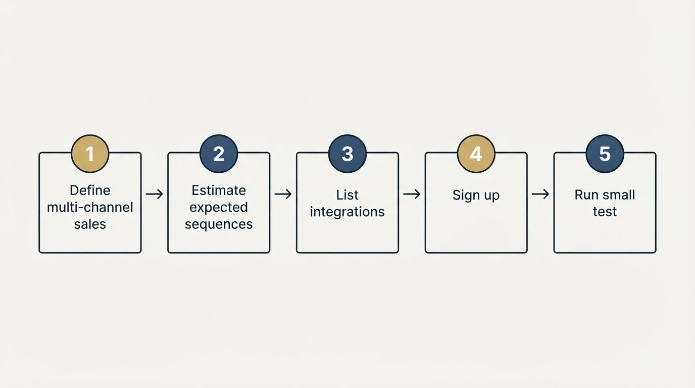 Step sequence: Getting Started Checklist (Define multi-channel sales, Estimate expected sequences, List integrations, Sign up)