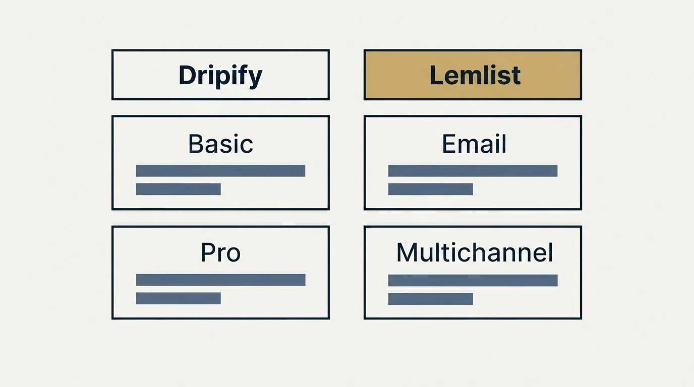 Pricing table: Pricing Comparison (Dripify, Lemlist, Basic, Email)