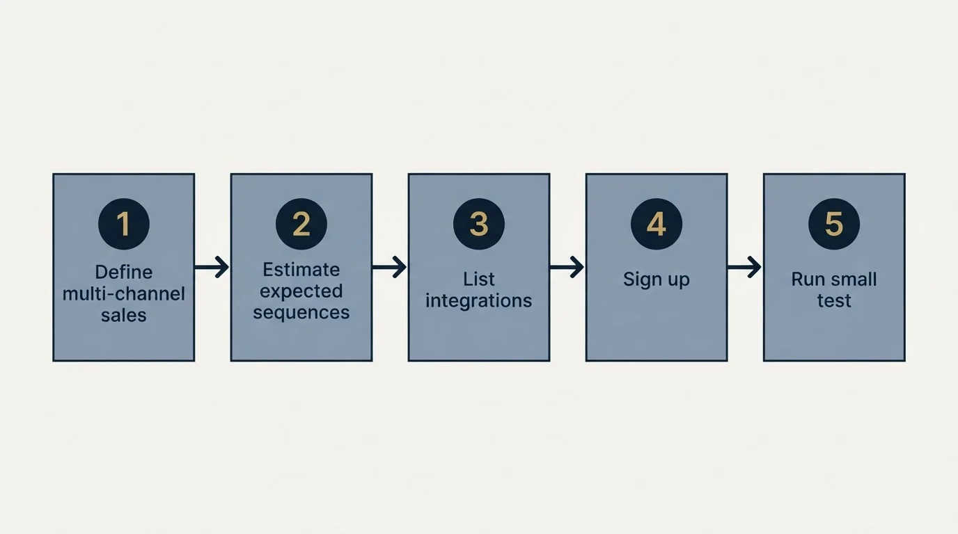 Step sequence: Getting Started Checklist (Define multi-channel sales, Estimate expected sequences, List integrations, Sign up)