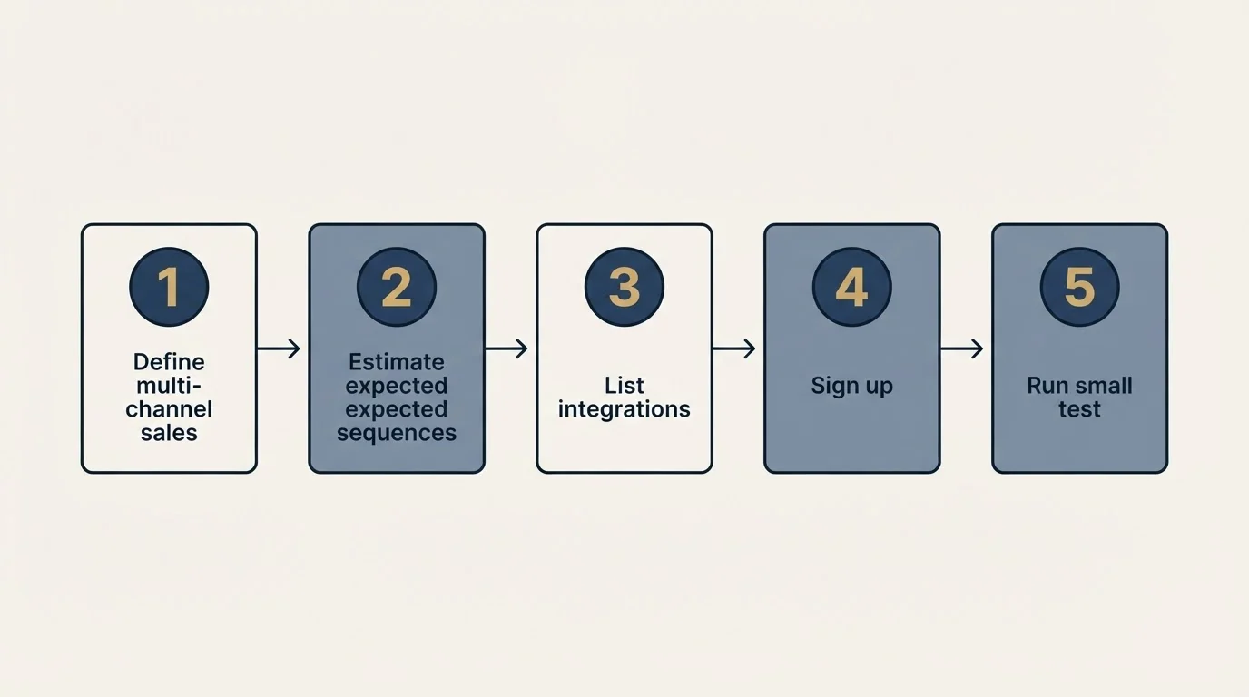 Step sequence: Getting Started Checklist (Define multi-channel sales, Estimate expected sequences, List integrations, Sign up)