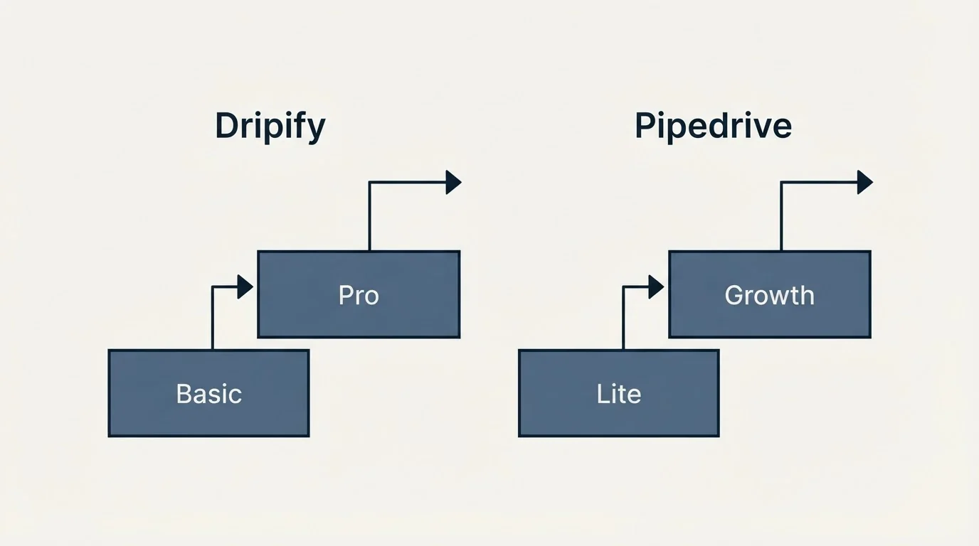 Pricing ladder: Pricing Comparison (Dripify, Pipedrive, Basic, Lite)