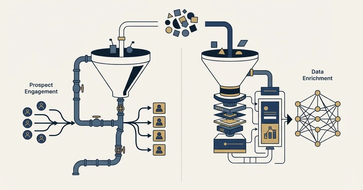 Editorial illustration for Dripify vs PredictLeads