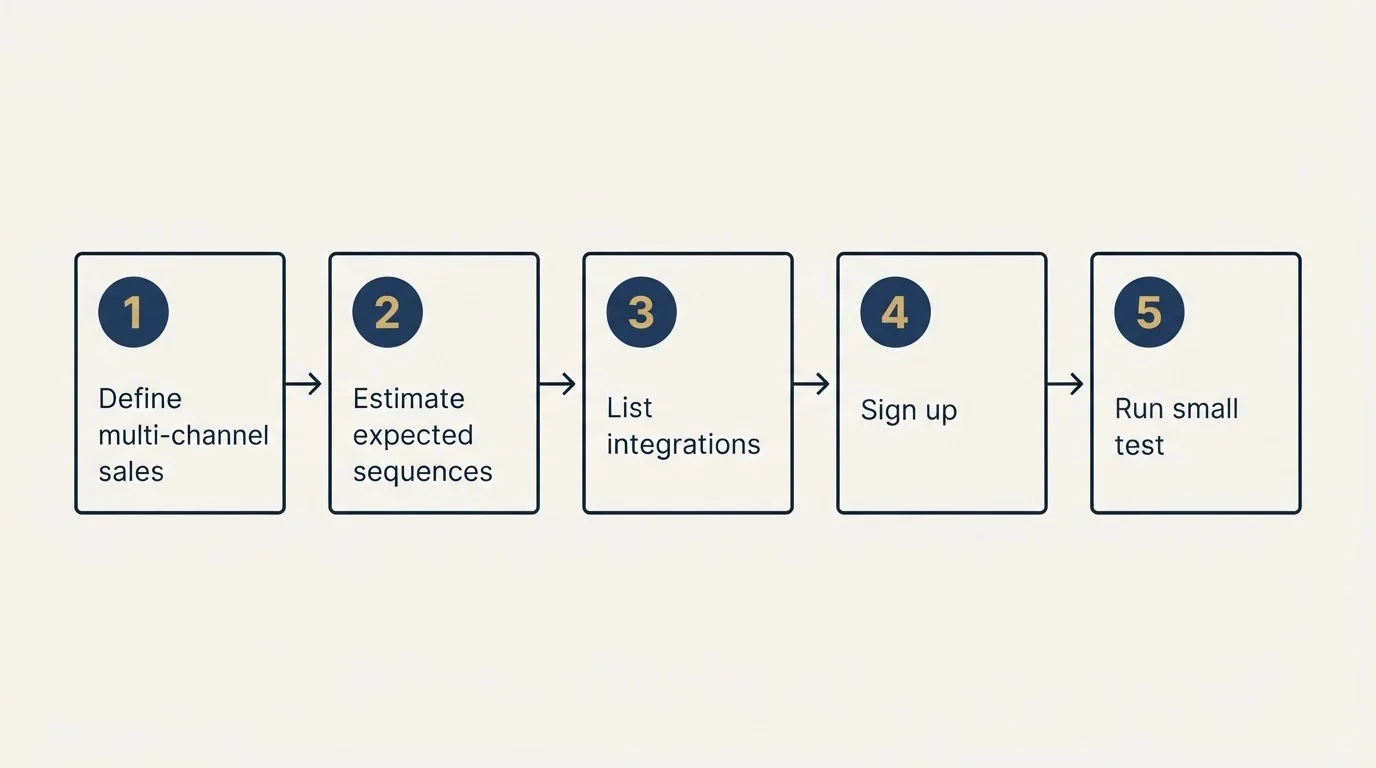 Step sequence: Getting Started Checklist (Define multi-channel sales, Estimate expected sequences, List integrations, Sign up)