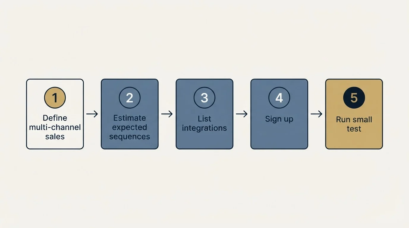 Step sequence: Getting Started Checklist (Define multi-channel sales, Estimate expected sequences, List integrations, Sign up)