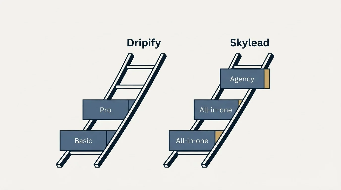 Pricing ladder: Pricing Comparison (Dripify, Skylead, Basic, All-in-one)