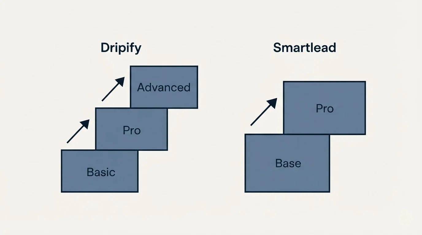 Pricing ladder: Pricing Comparison (Dripify, Smartlead, Basic, Base)