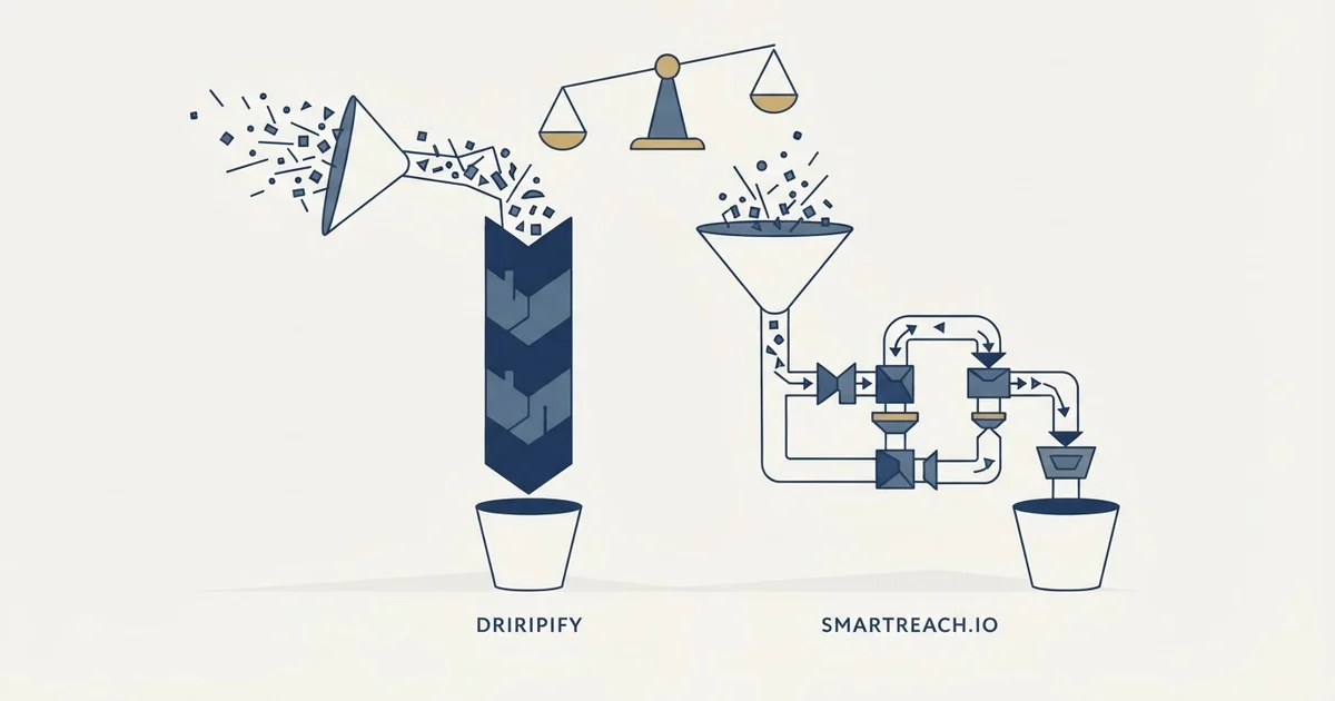 Editorial illustration for Dripify vs SmartReach.io