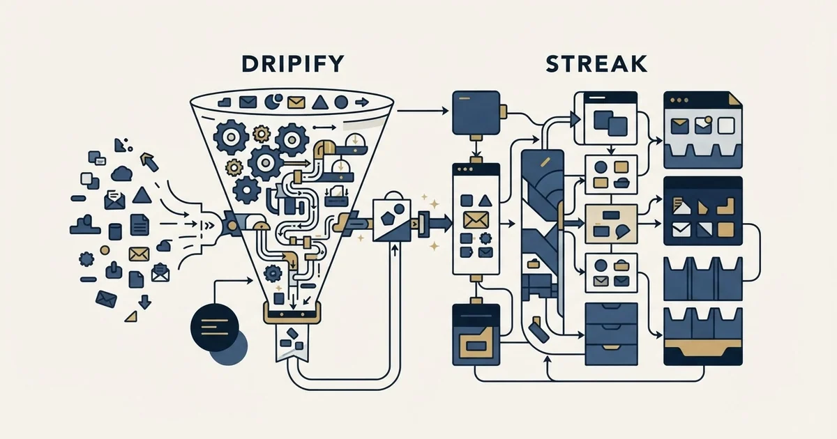 Editorial illustration for Dripify vs Streak