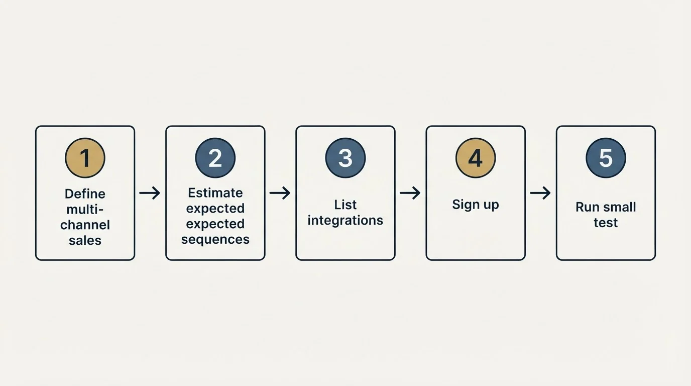 Step sequence: Getting Started Checklist (Define multi-channel sales, Estimate expected sequences, List integrations, Sign up)